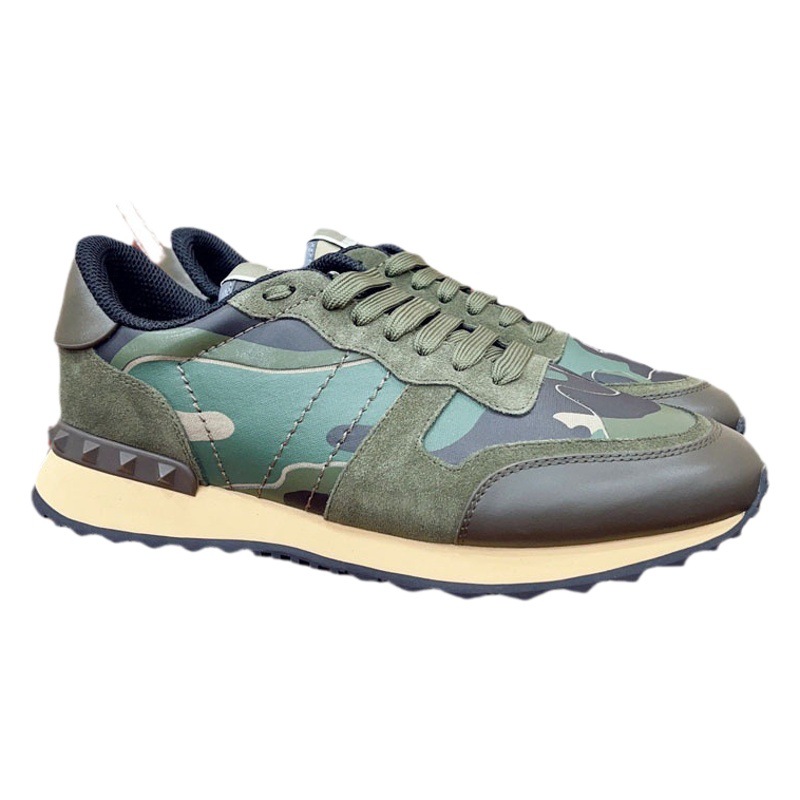 Estación europea transfronteriza VT camuflaje zapatilla masculina versión alta de remaches gruesa-suela de cuero moda casual encaje hasta color marea zapatos