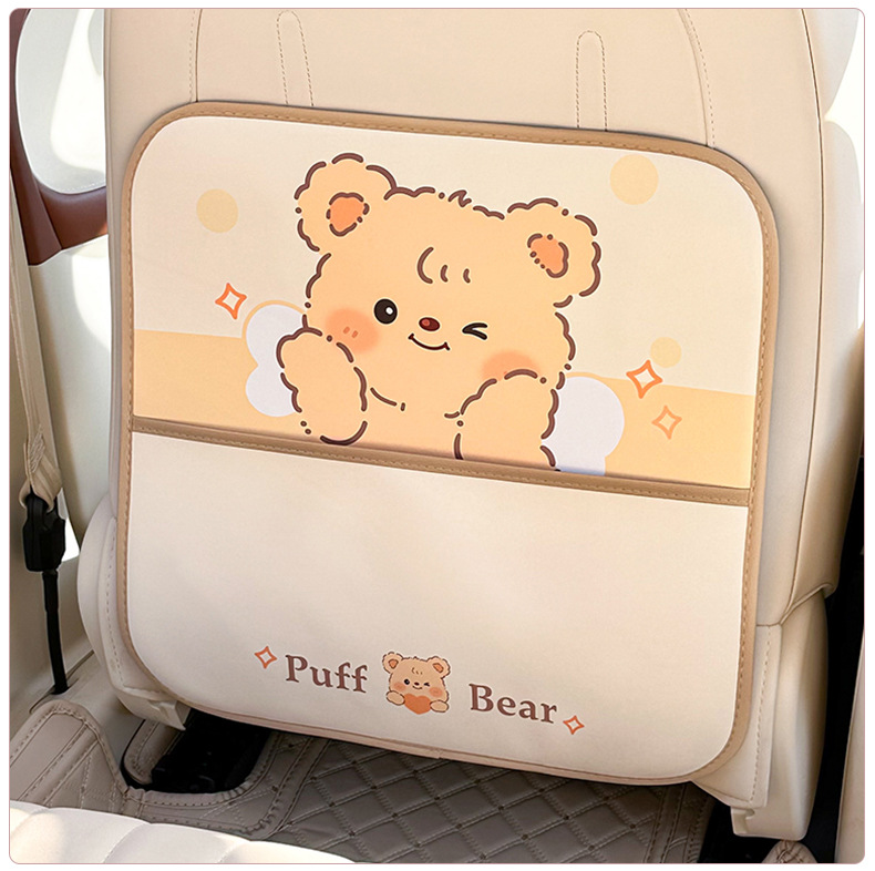 Blue Rain Anti-Kick Pad Cute Bear Car Anti-Kick Pad Creative Multi-Functional Car Seat Back Anti-Dirt Protection Pad