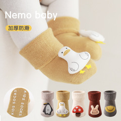 22 Winter Interlock Thickened Baby Socks Newborn A-Grade Cotton Socks Animal Print Non-Slip Baby Floor Socks Learning to Walk Socks