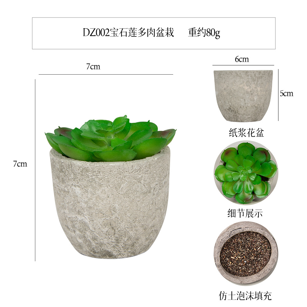 Más de 100 estilos de macetas de pulpa de papel vintage con plantas suculentas simuladas, pequeños adornos populares de estilo jardín para decoración del hogar transfronteriza. image 11