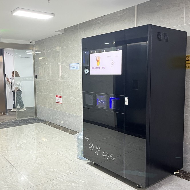 Máquina de café de molienda de autoservicio comercial, máquina vending de café helado no tripulada, taza caída, sellado para beber una vez, puede poner más de 300 tazas.
