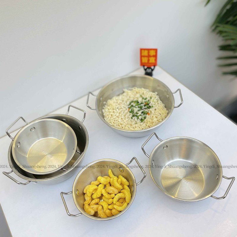 Ins風韓式泡麺碗304ステンレス双耳調味料碗サラダ碗料理碗寮学生飯碗|undefined