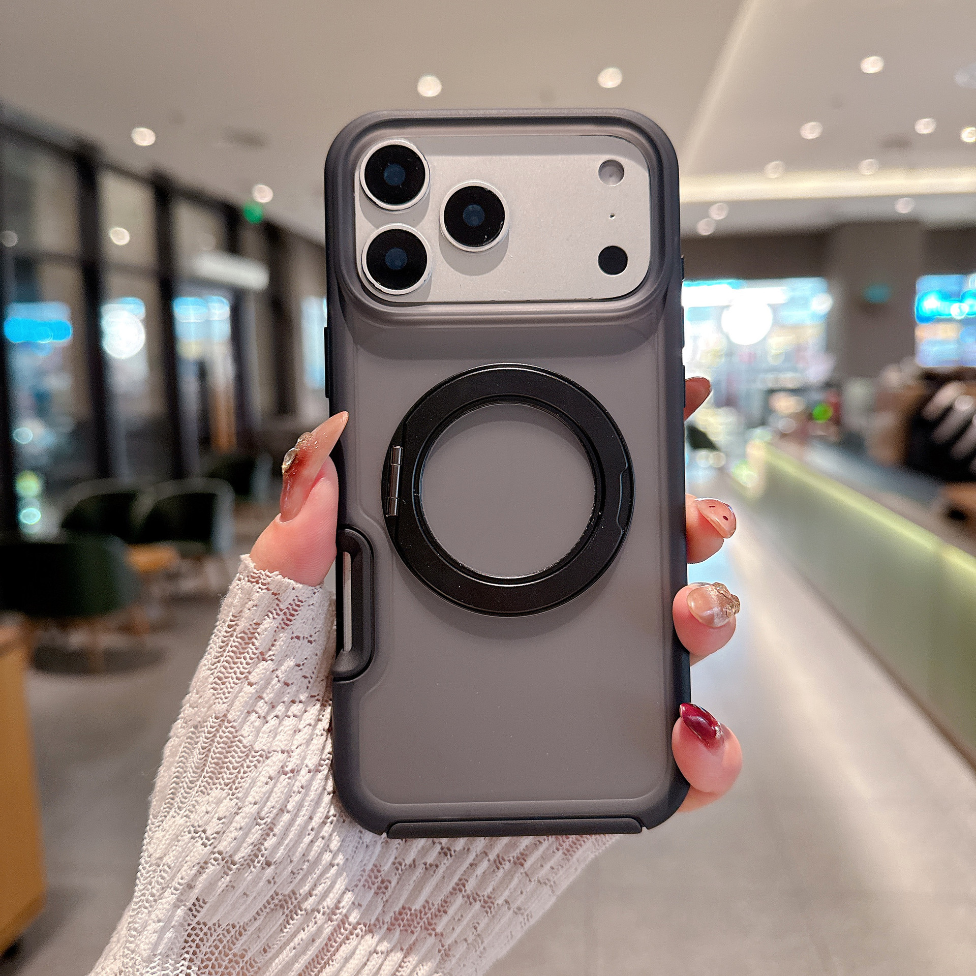 Nuevos productos de explosión transfronteriza adecuados para iPhone17PM 360 soporte grueso de caso de teléfono móvil, piel de caso de teléfono a prueba de caídas