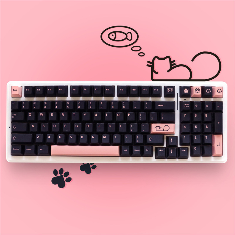 Gmk Pono Keycap Gray Powder 129 Keys Full Set of Original Height Pbt Sublimation Adapted Mechanical Keyboard Cap