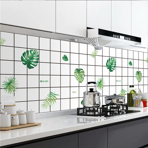 Kitchen sticker waterproof, oil-resistant, high-temperature resistant self-adhesive wall sticker for cabinets, range hoods, tiles, and countertops with 3D patterns wallpaper