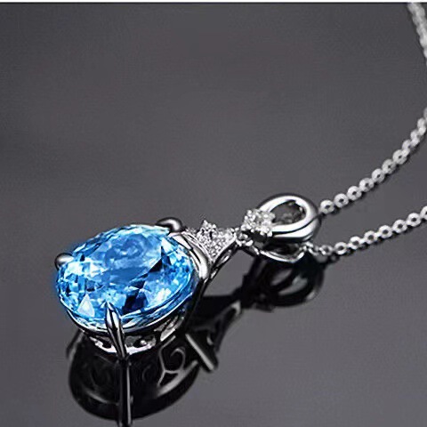 Natural-style Topaz Drip Pendant Necklace Earrings Hand Accessories Copper-plated Silver Embossed with Colorful Gems Ring Earrings for Women