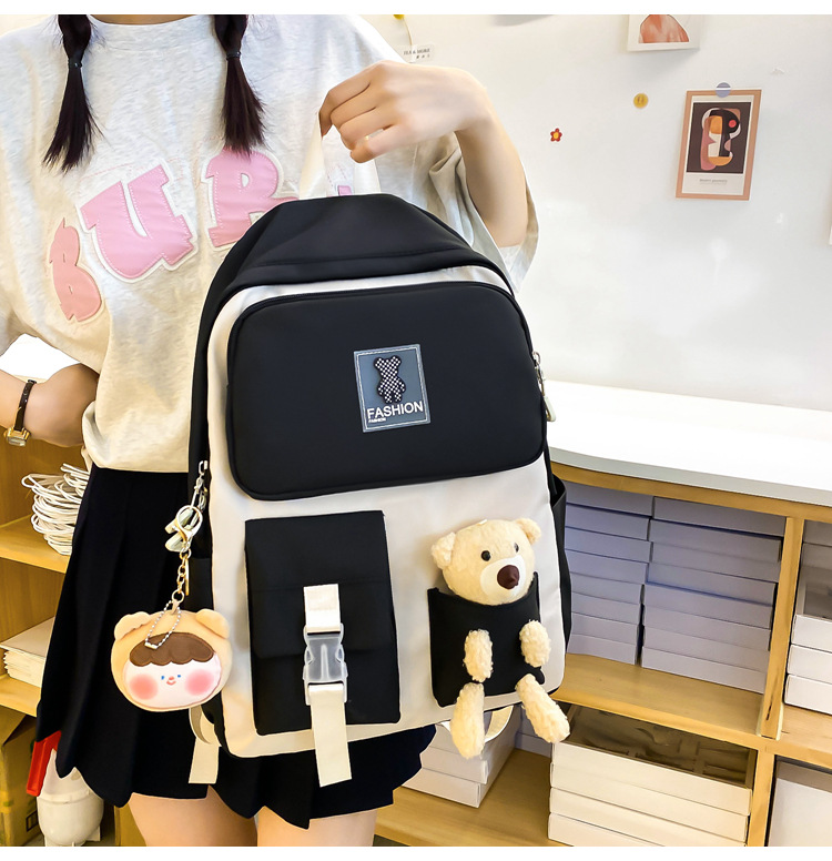 Zaini per bambini, nuovi zaini scolastici per studenti universitari, zaino per bambine con bambola e orso dei cartoni animati, zaino casual carino per donne_voghion.com