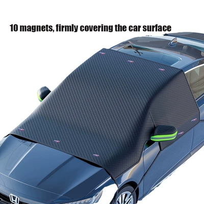 Car snow shield, Magnetic car sunshade with thickened - 10-magnet-thickened-version-green-ears-extra-large-size