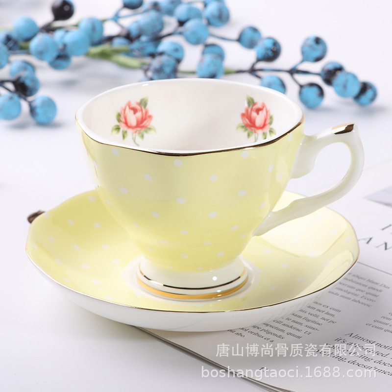 Tangshan hueso porcelana taza de café y plato puede ser impreso regalo recuerdo