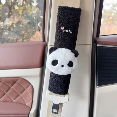 Seat belt shoulder pad – Car Interior Decoration Accessories - black-plush-shoulder-pads-plush-panda-head