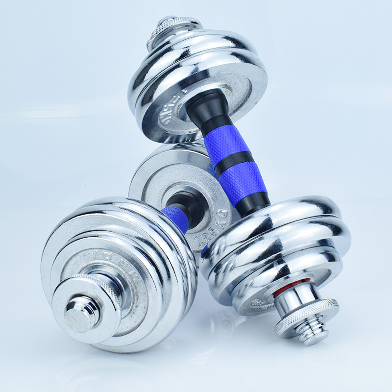 Venta directa azul varilla mancuernas hombres fitness equipo hogar comercial peso ajustable hierro puro macizo galvanoplastia