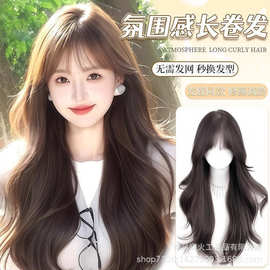 假发无需戴发网手织大波浪卷发透气仿真发增发量遮白发卷发补发片