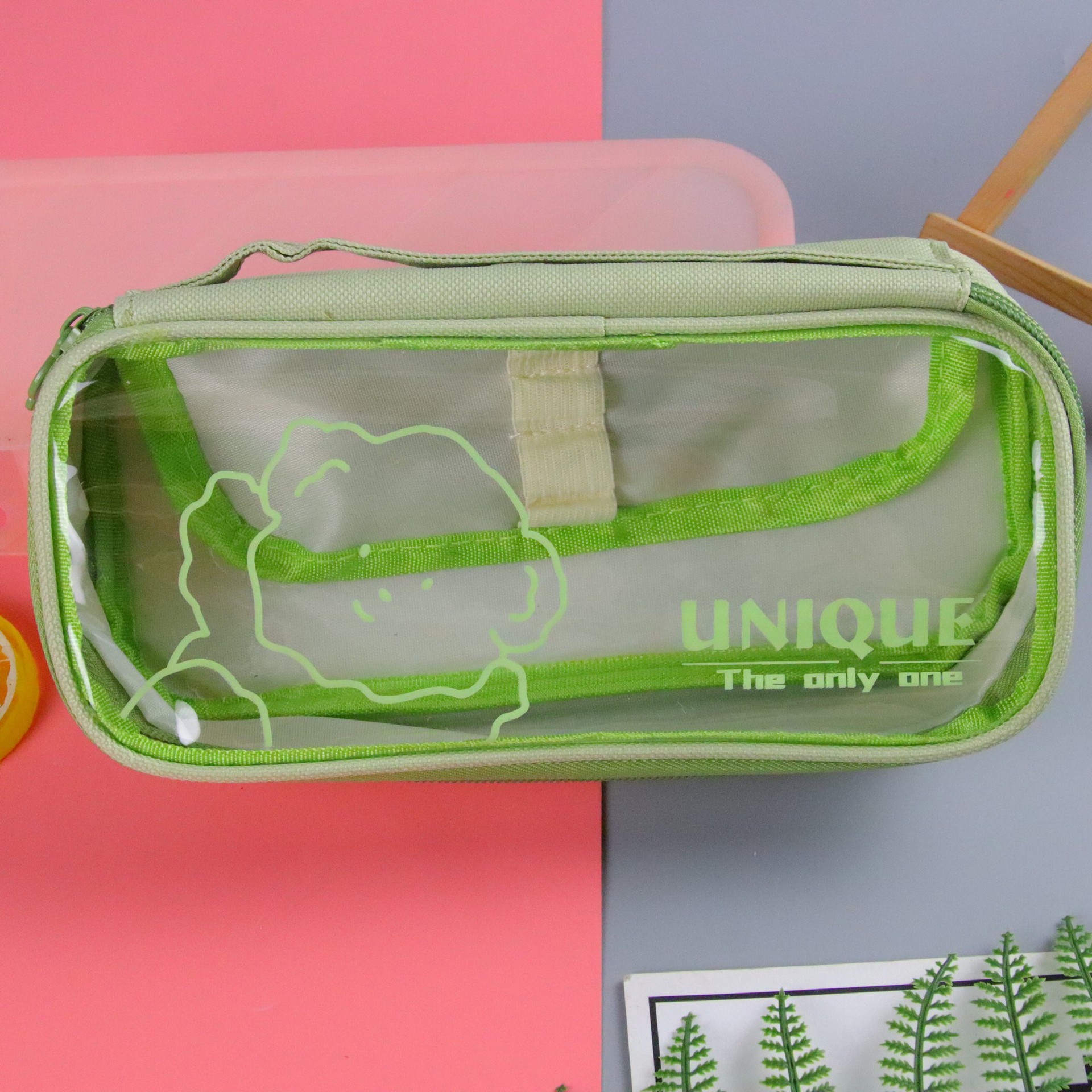 Oxford tela de gran capacidad caja de lápiz al por mayor multifuncional estudiante caja de lápiz transparente caja de lápiz de doble capa caja de papelería bolsa de papelería