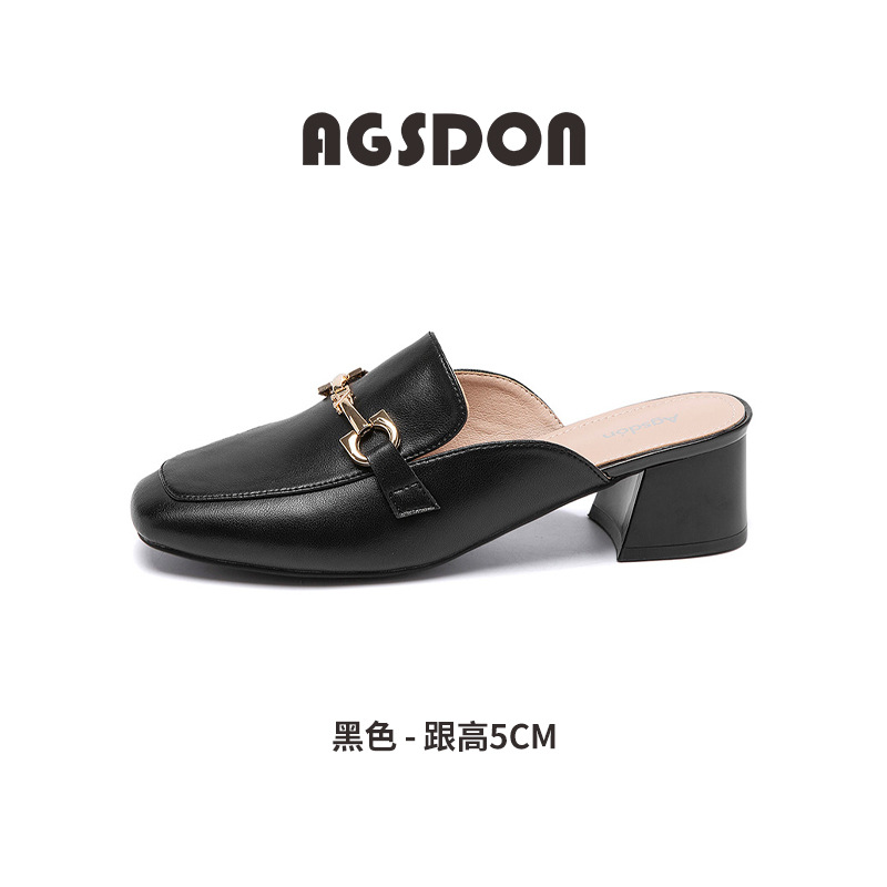 Sandalias Mules de Tacón Grueso para Mujer de Piel Sintética y TPU para Ocio image 7