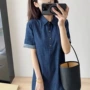 可甜直筒宽松半开襟连衣裙