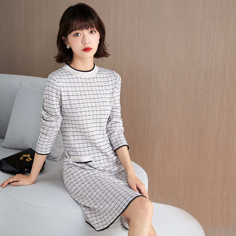 Autumn 2021 New Arrival Skirt High Waist egg Skirt French Style Fragrant Long Sleeve Wool Knitted Dress Fairy Autumn 2021 New Arrival Skirt High Waist egg Skirt French Style Fragrant Long Sleeve Wool Knitted Dress Fairy