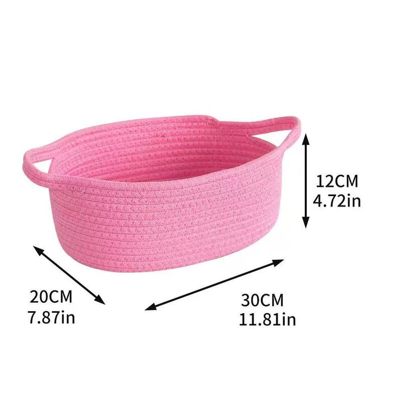 Amazon コットンロープおもちゃ収納バスケット ハンドル付き ホームバスルーム 手織り化粧品雑貨収納バスケット|undefined