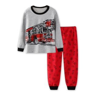 Fire truck children's home clothing suit autumn long clothes trousers children's clothes cross-border children's clothing