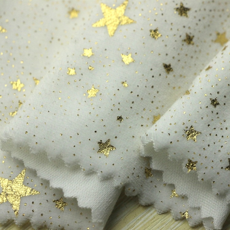 满天星烫银金仿棉绒全涤天鹅绒布服装面料蒸纱丝绒烫金天鹅绒布料