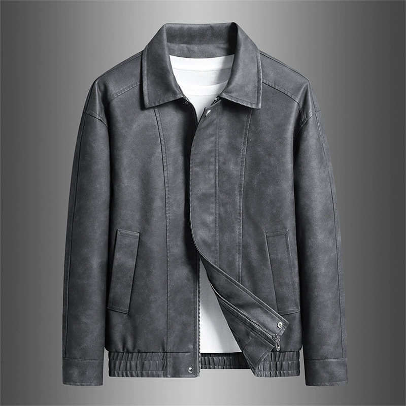 Мужская куртка из замши, осень 2025, в американском ретро стиле, модная, с лацканами, кожаная