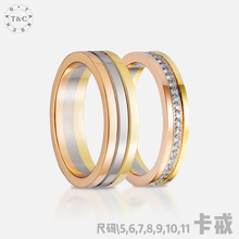 新款卡加戒指时尚满钻网红戒指三色18K金戒指新品跨境货工厂发货