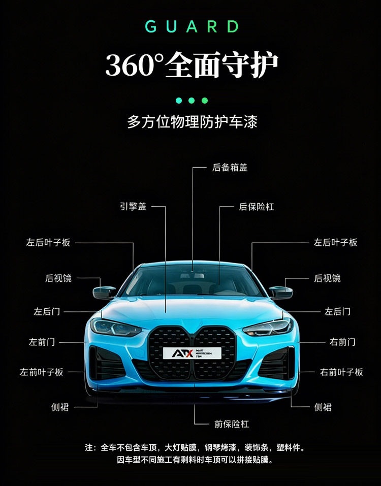 Atx Invisible Car Cover Tpu Full Body Paint Protection Film Matte Anti-Scratch Car Transparent Brightening Film
