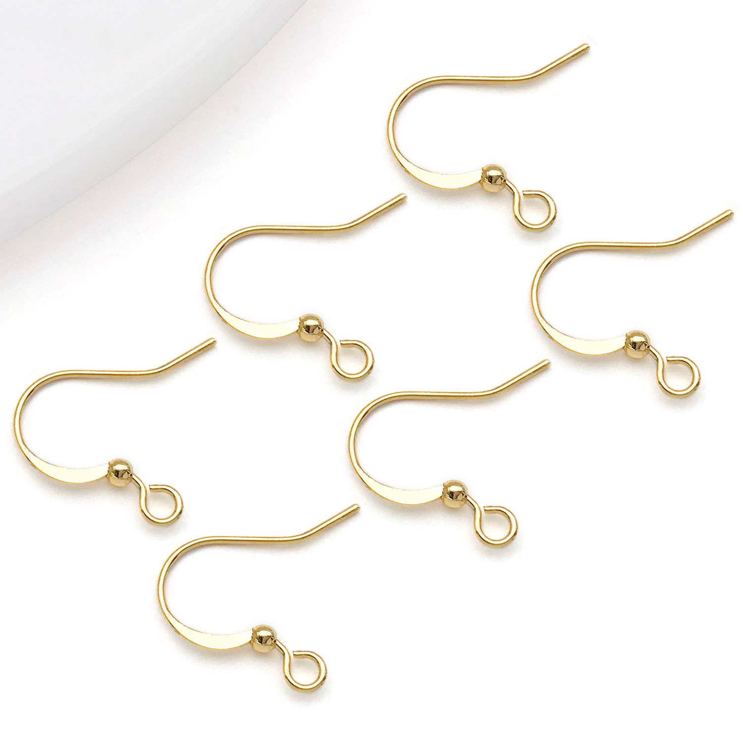 17x18mm copper plated 18k real gold strong color retention flat ear hooks with b…