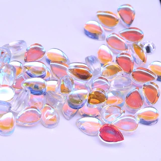 梨形月光石素面AB幻彩平底宝石 水滴形幻彩七彩月光石素面水晶玻
