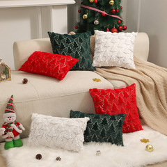 Cross-border best-selling Christmas pine tree pattern plush cushion cover for bedroom sofa rest cushion cover without filling