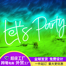 led霓虹灯发光字创意造型DIY亚克力Let’s party字母灯牌七彩制作