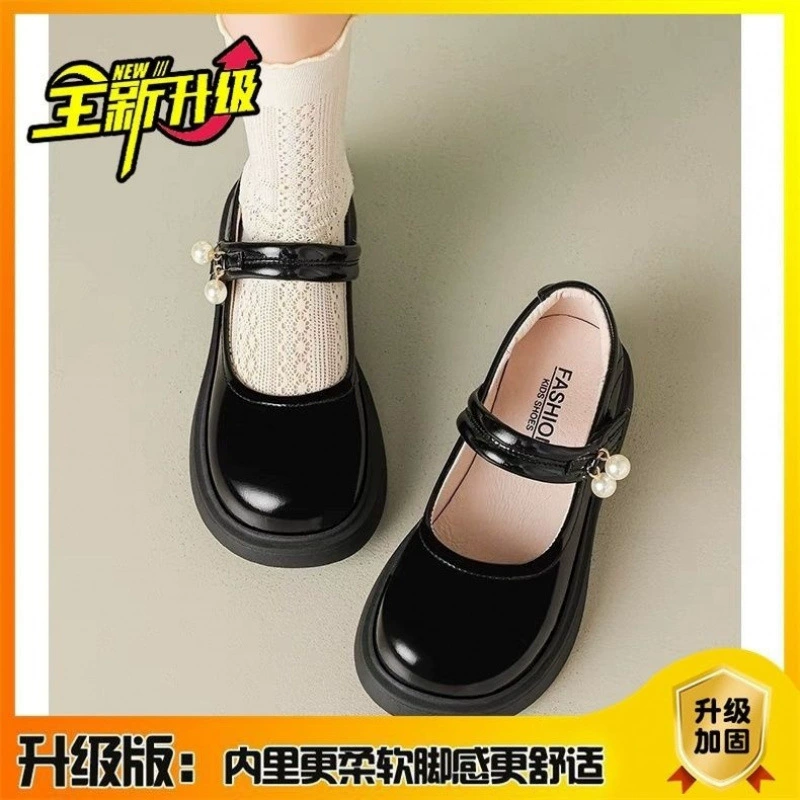 Детские кожаные туфли для девочек 2025 Новые мягкие туфли на подошве черные туфли для маленьких девочек Принцесса Студенческие туфли для выступлений Детская обувь