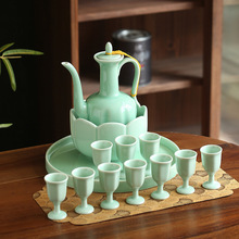 陶瓷酒具套装 高档陶瓷礼品酒具 带盘温酒具 烫酒盅套装批发