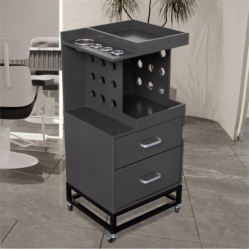 Gabinete de herramientas de peluquería Gabinete de madera maciza Salón de peluquería especial Red Cabinet de almacenamiento Cabinet de corte de pelo Carrito pequeño