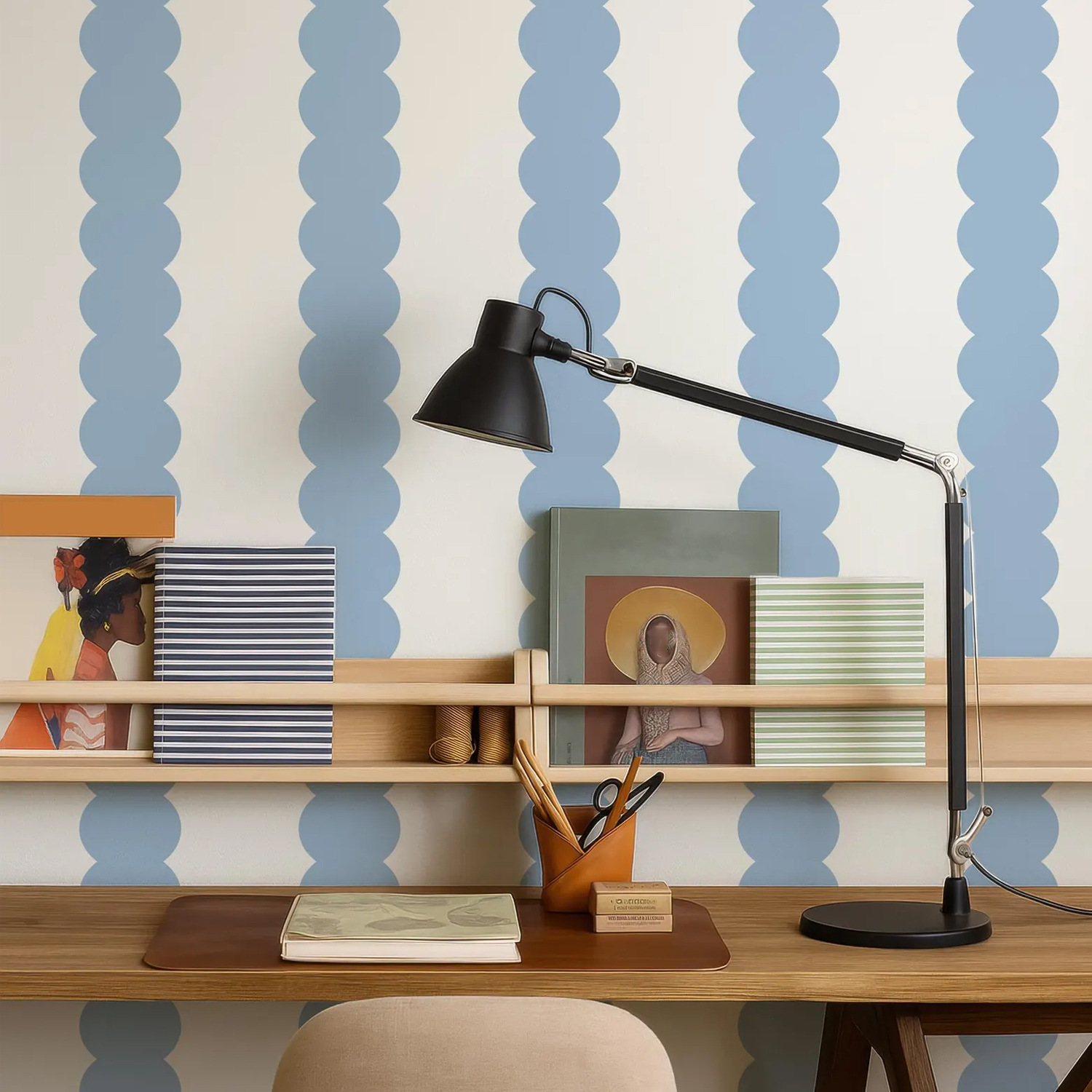 Sweet And Playful Scallop Stripe Simple Wallpaper For Children's Rooms, Self-adhesive Mural, A Popular Export Product_maomaolike.com