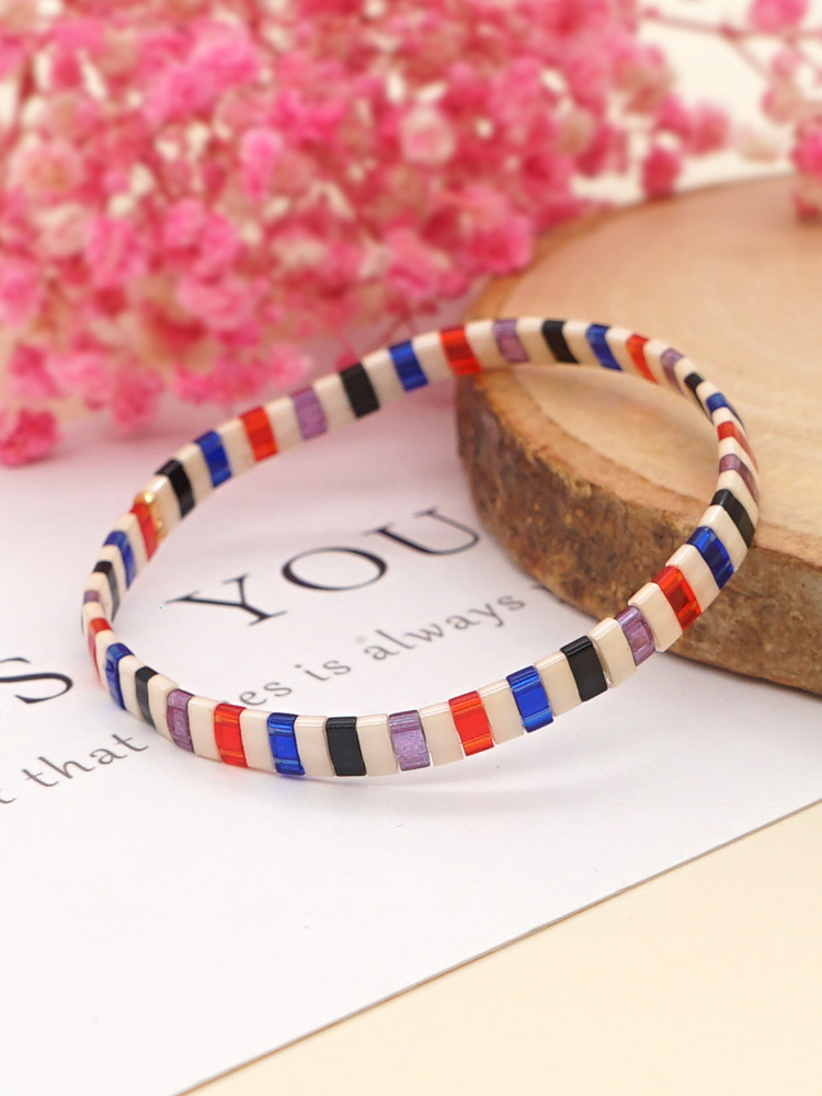 Bohemian Square Glass Knitting Bracelets display picture 2