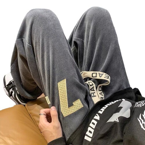 Original high street American pants, men's design, niche spring and autumn, fashion brand, handsome corduroy, large size, strain-foot pants