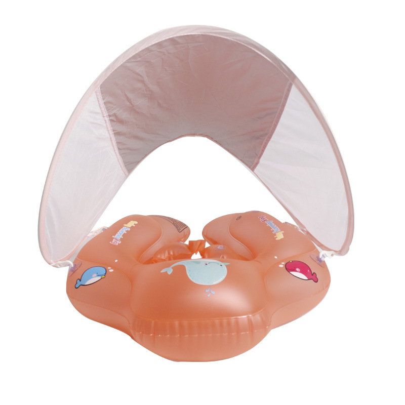 Flotador de natación transfronterizo en stock para bebés de 0 a 8 meses, flotador antivuelco, flotador inflable con parasol engrosado.