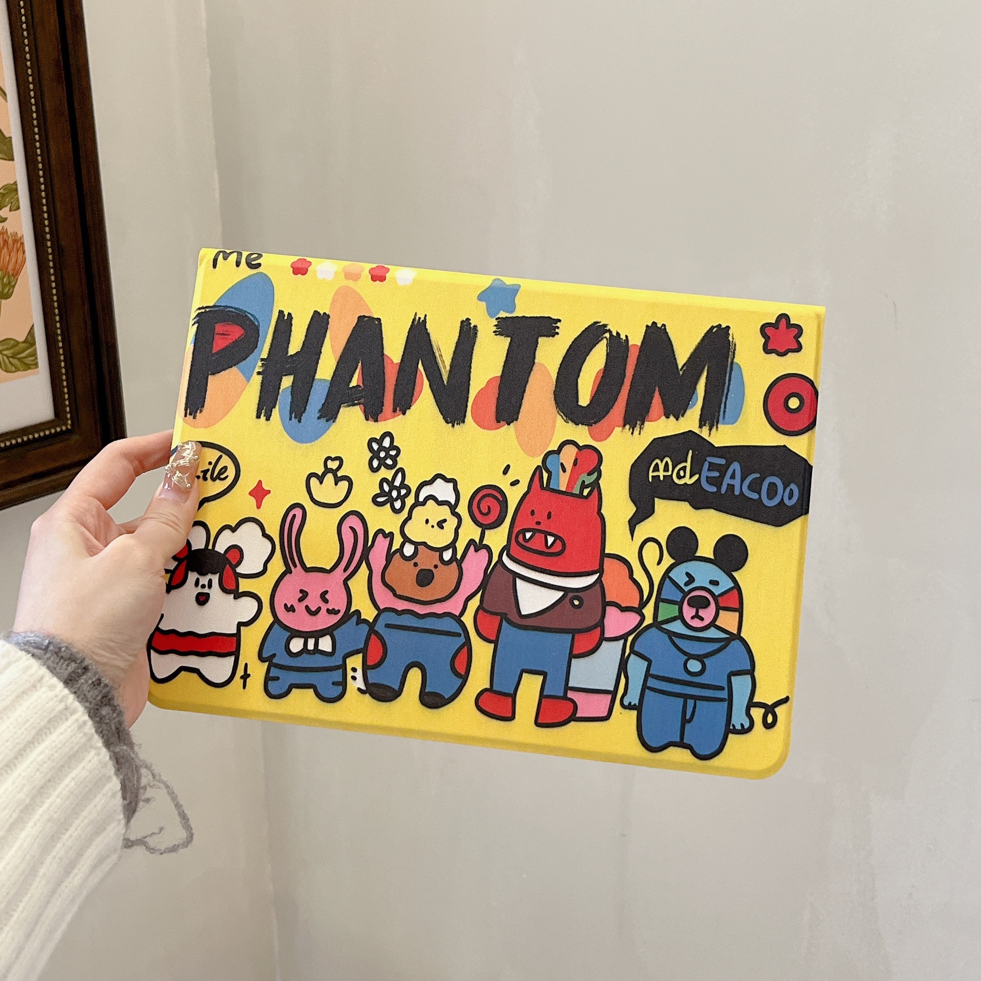 Suitable for Apple and Huawei Tablet Protective Leather Cases, Cute Cartoon iPad Anti-Fall Case with Pen Slot, Wear-Resistant and Magnetic