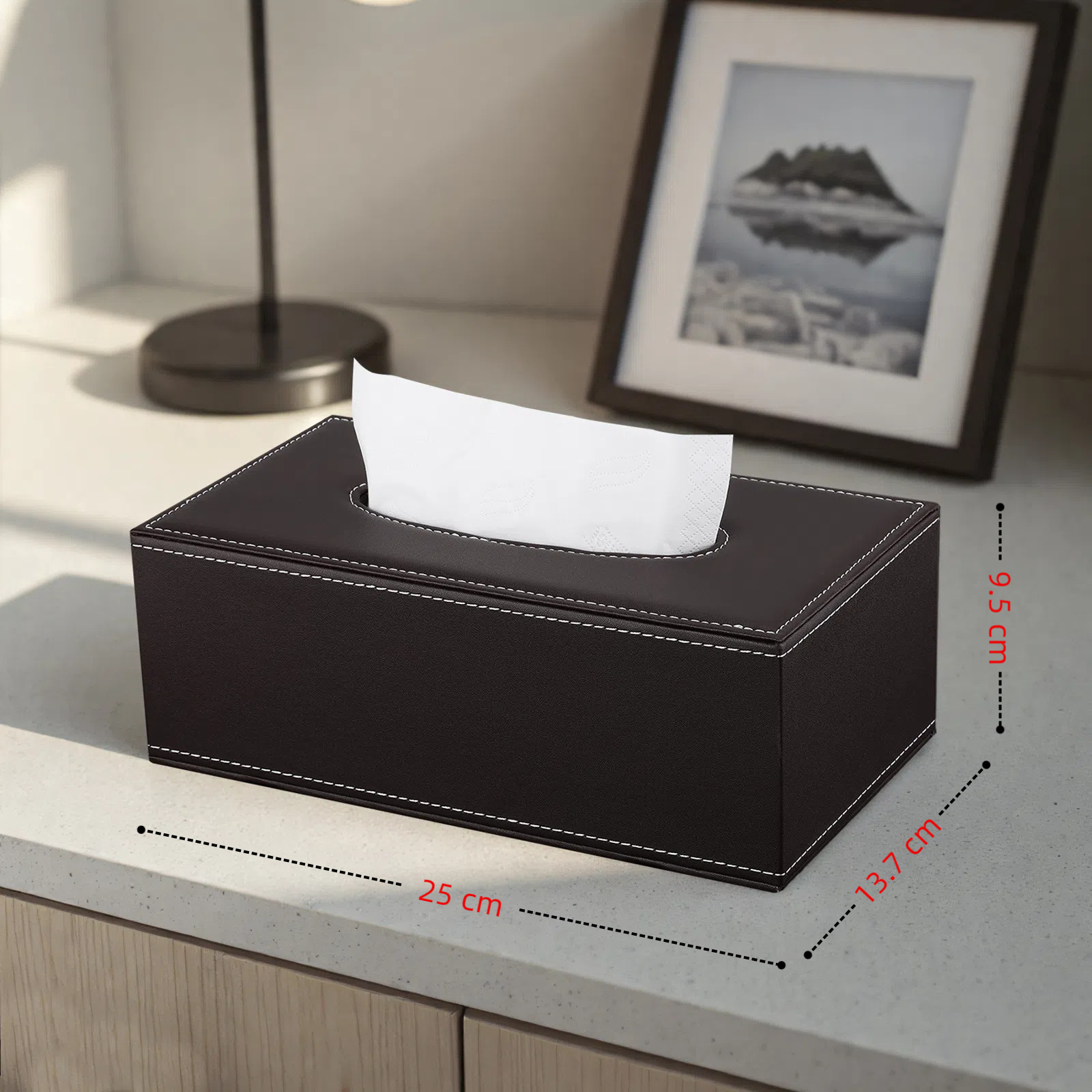 Orden Caja de pañuelos grande de cuero negro simple hotel sala de estar hogar caja de pañuelos universal caja de pañuelos de publicidad