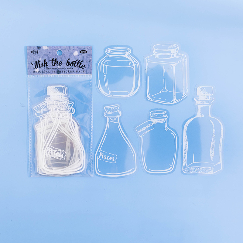 Tangshi PET etiqueta paquete utensilios Museo serie simple Diario transparente pegatinas decorativas 20 unidades en 6 tipos