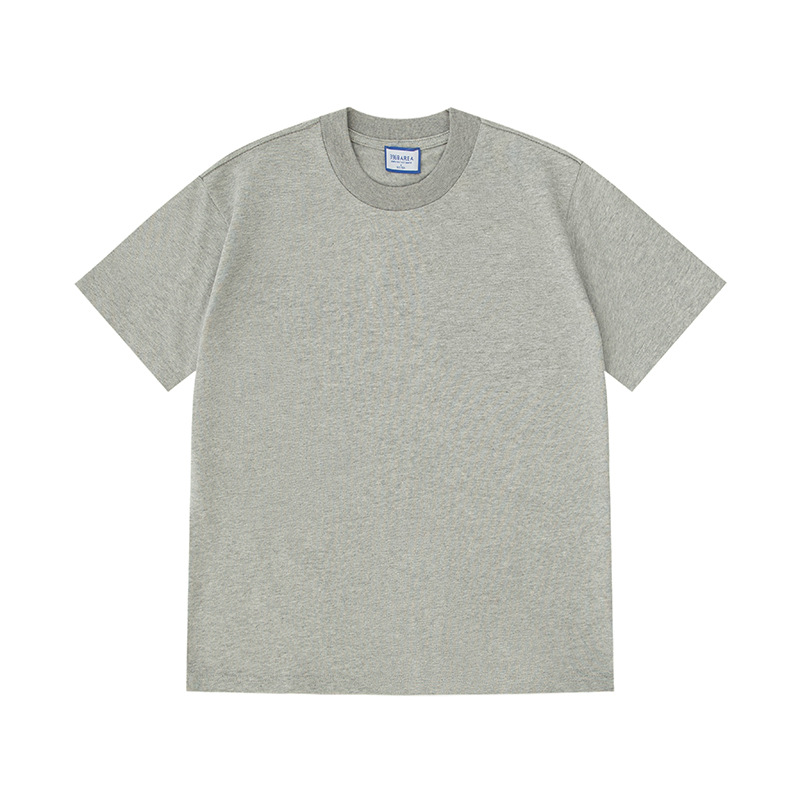 400g de algodón pesado de estilo americano pequeño escote camiseta de los hombres sueltos más tamaño de algodón de manga corta camiseta camisa de fondo