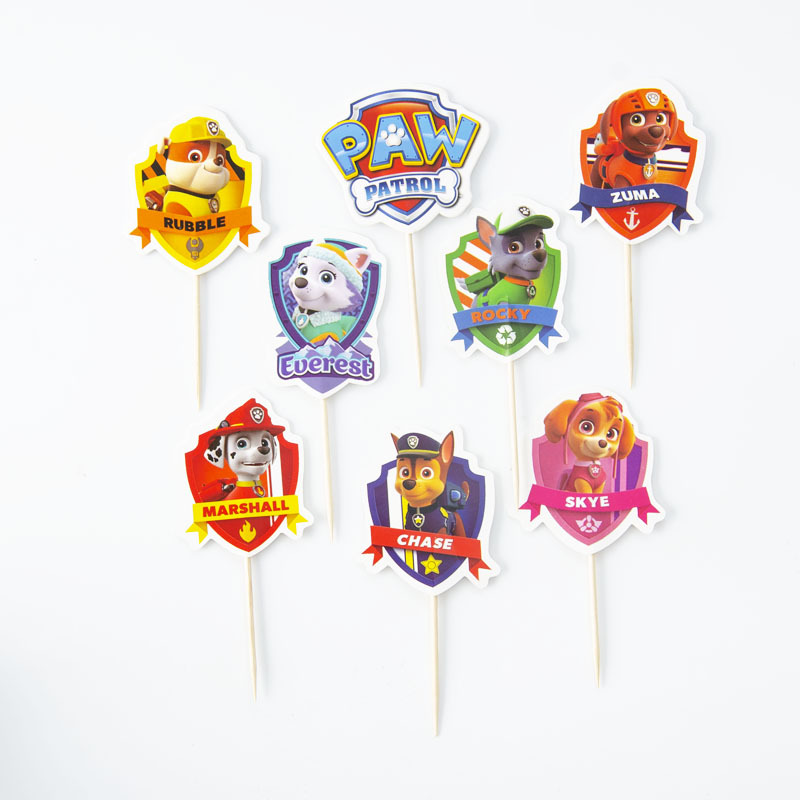 Tarjeta de palillo de dientes de papel grueso de doble cara-insertando Tarjeta de pastel de cumpleaños Decoración de Pastel de papel-insertando plug-in 24 piezas