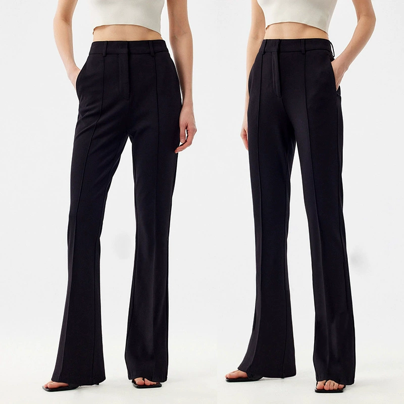 Ранняя Весна новая маленькая красная книга блоггер в том же стиле супер модель брюки высокие эластичные слегка широкие длинные ноги для похудения расклешенные маленькие черные брюки