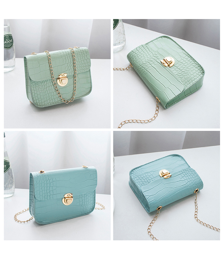 2021 Small Square Bag Crocodile Pattern Simple Shoulder Bag Wholesale display picture 4