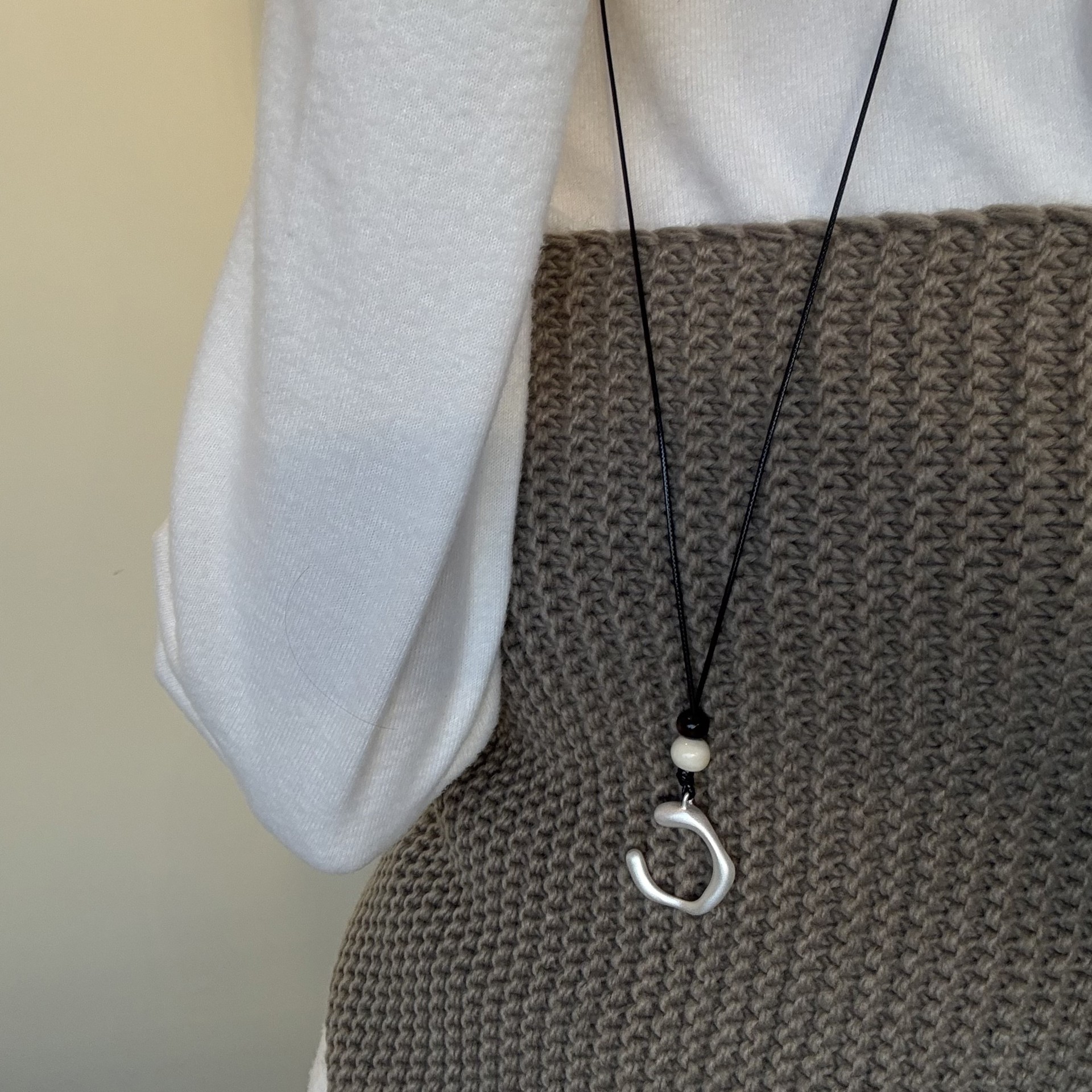 Matte metal long pendant, small design necklace, universal elegant sweater, chain, trend of season