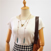 Double-layer accessories with tassels, necklace, sweater, cotton and linen, Korean style, simple cut