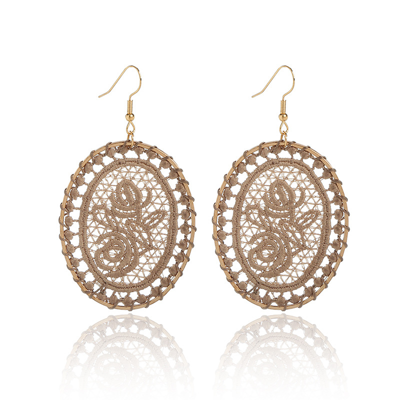 Hollow Winding Dream Catcher Weave Oval Pattern Earrings Wholesale display picture 2