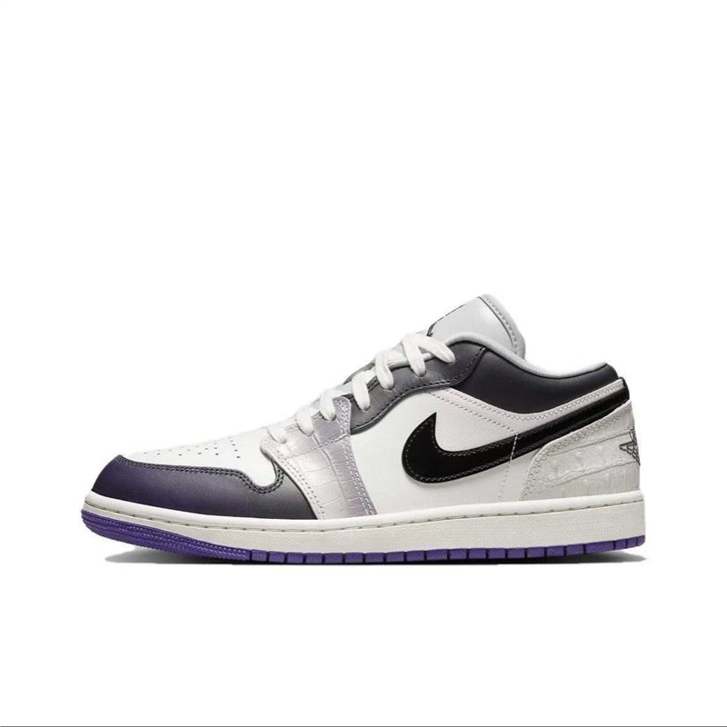 人気のAJ1ロートップタバコグレー黒と白の多用途男性と女性のキャンパストレンドカジュアルカップルバスケットボールシューズスポーツスニーカー|undefined