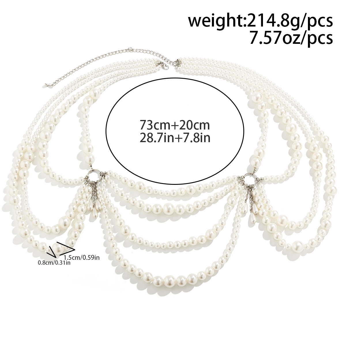 145g Weight Waist Chain Classification 1 Piece Quantity Holiday, Beach Occasion Plastic Material Pearl Pattern Women's Gender Tassel Design Elegant, Sexy Style Elegant Sexy Pearl Plastic Tassel Women's Chain Belts 37