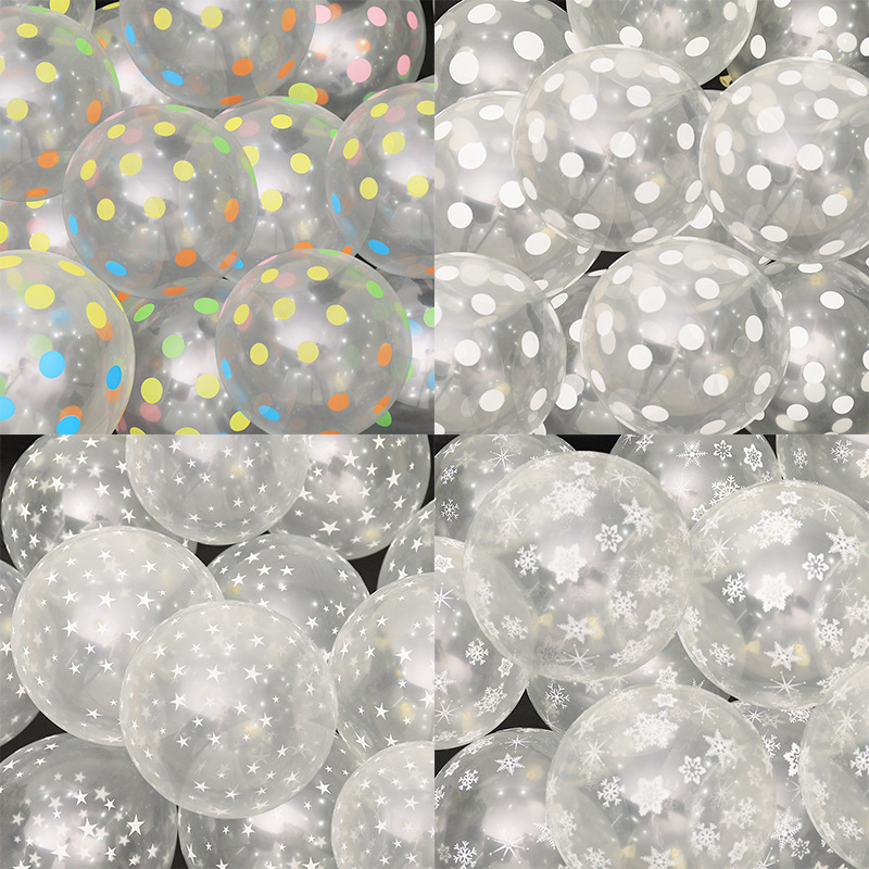 Impresión de bola transparente transfronteriza copo de nieve estrella ondulada punto de diseño de boda fiesta de cumpleaños artículos de decoración globos